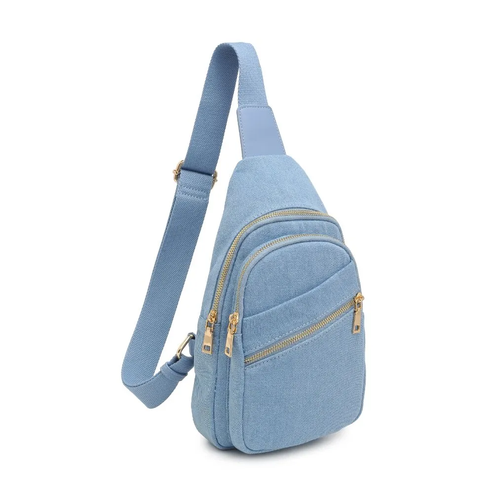 Zephyr Denim Sling Backpack